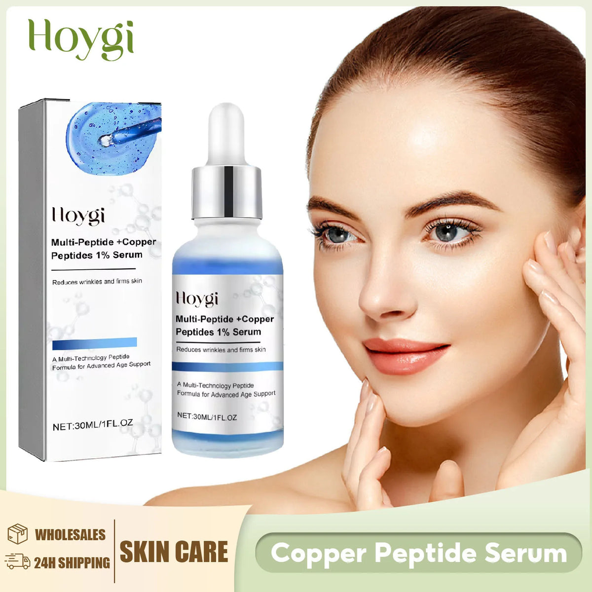 Blue Copper Peptide Serum Anti Wrinkle Shrink Pores Skin Care