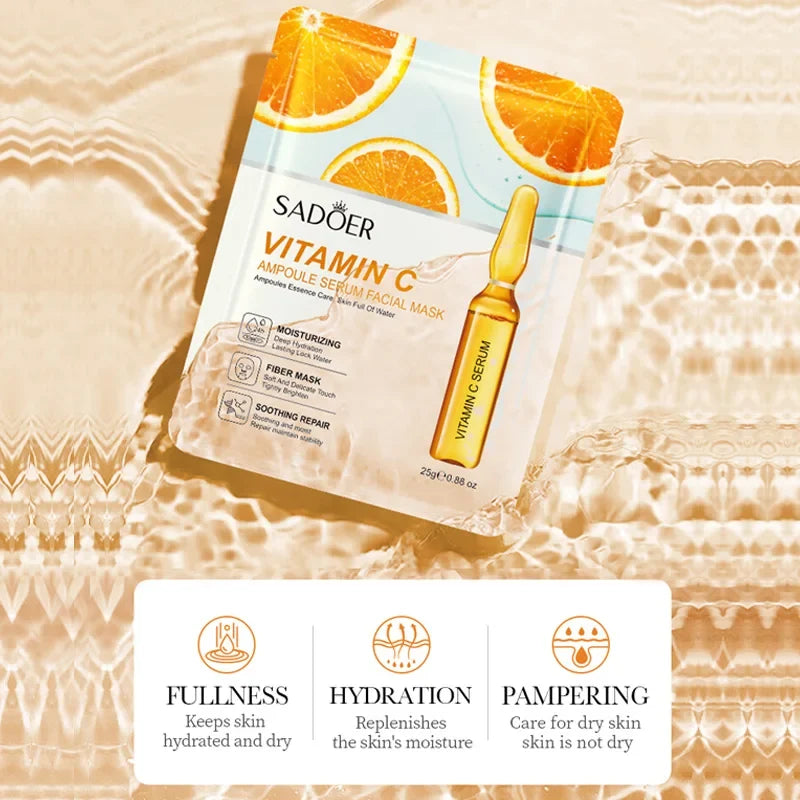 SADOER Vitamin C & Hyaluronic Acid Facial Mask 10-Pack