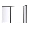 Black Portable 3-Way 360-Degree Folding Mirror Haircut Shaving Makeup