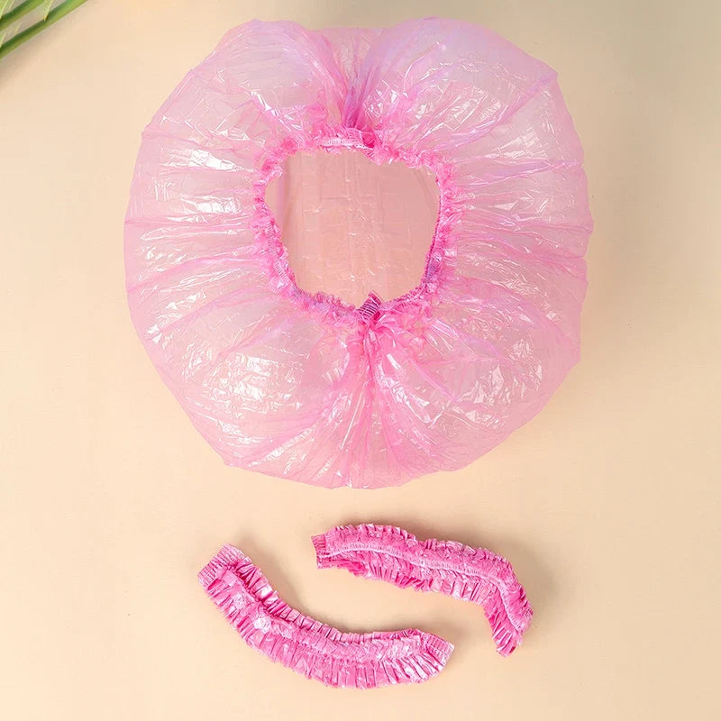 Shower Cap Head Cover Elastic Plastic Thickened Pink Round Food
