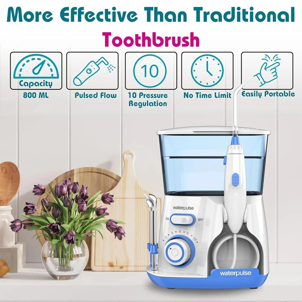 Electric Water Flosser Oral Irrigator 800ML | 10 Pressure Levels