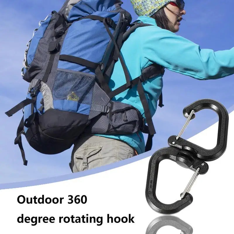 Outdoor Swivel Clip 360 Rotating Double Carabiner Portable S Chain