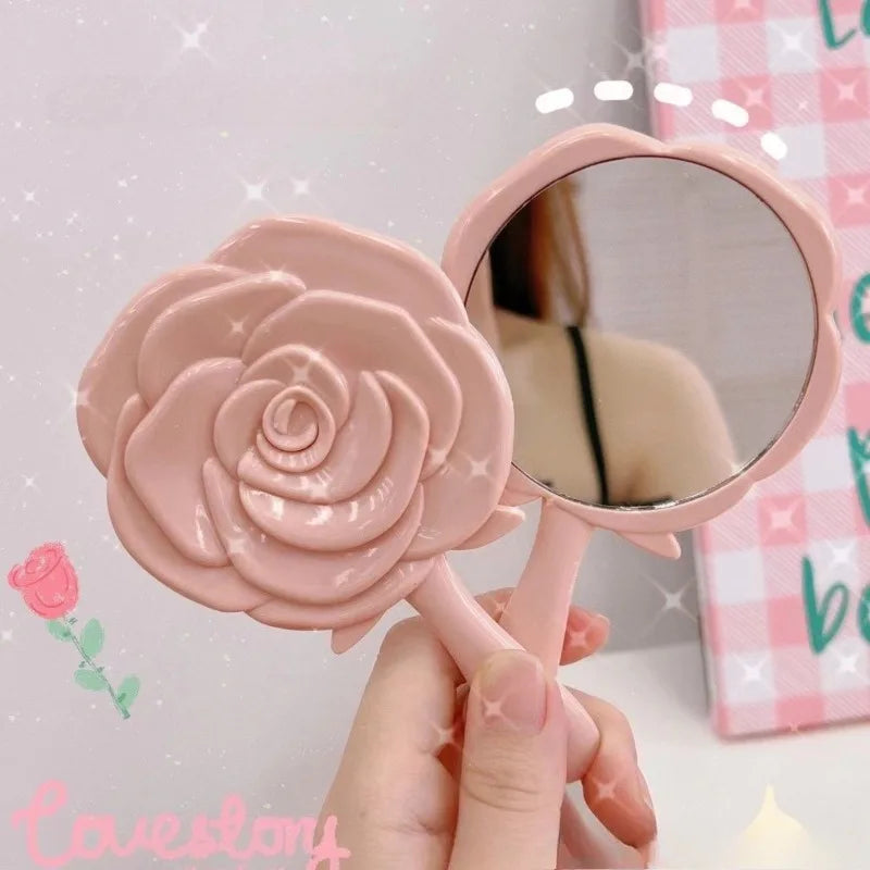 Portable Rose Pocket Makeup Mirror | Folding Compact Mirror