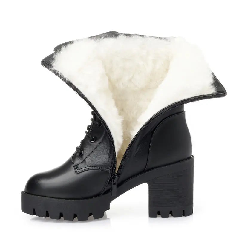 Women's Winter Ankle Boots – Suede Block Heel Zip Booties