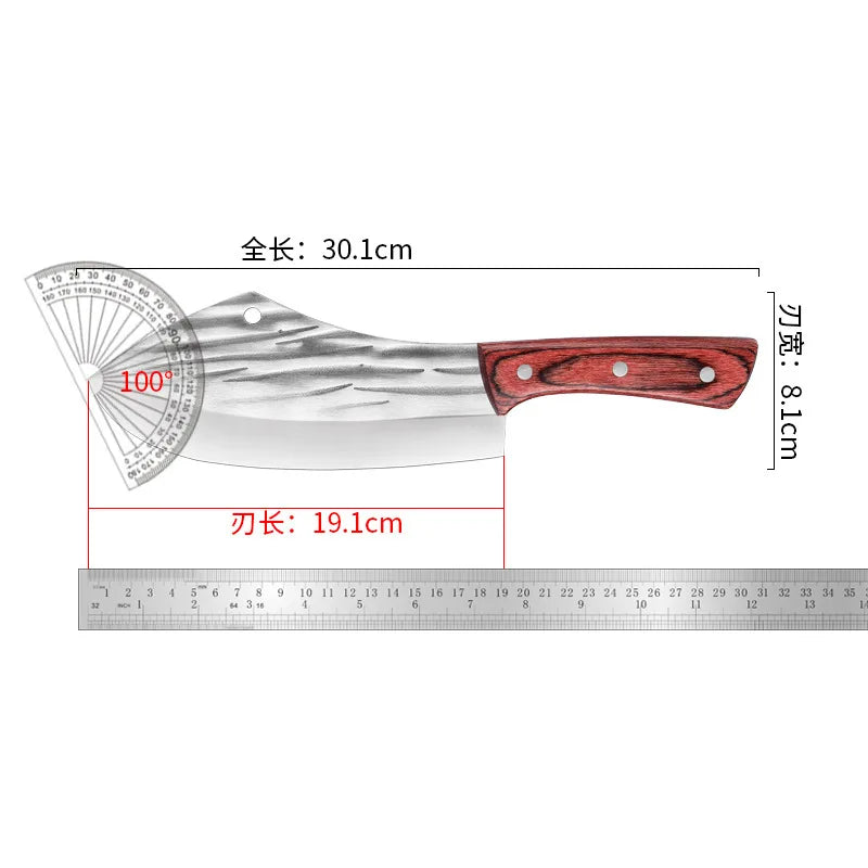 Forged Stainless Steel Cleaver Knife – Wood Handle Butcher