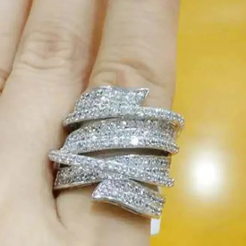 Huitan Wide CZ Statement Ring – Luxury Pavé Party Jewelry