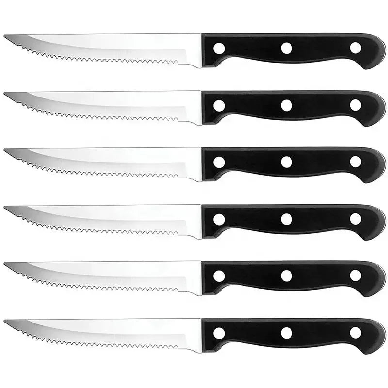 Serrated Stainless Steel Steak Knives Set – 6 or 12 Pcs