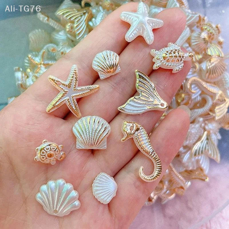 30pc Ocean Marine DIY Beads – Shells, Seahorses, Stars