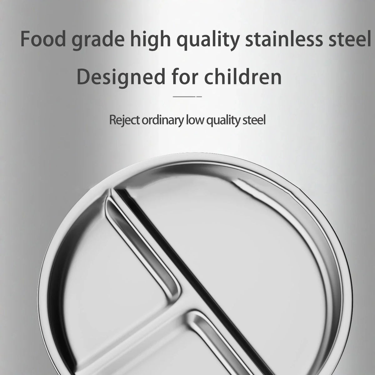 Stainless Steel Baby Suction Plate BPA-Free Silicone Base 9"