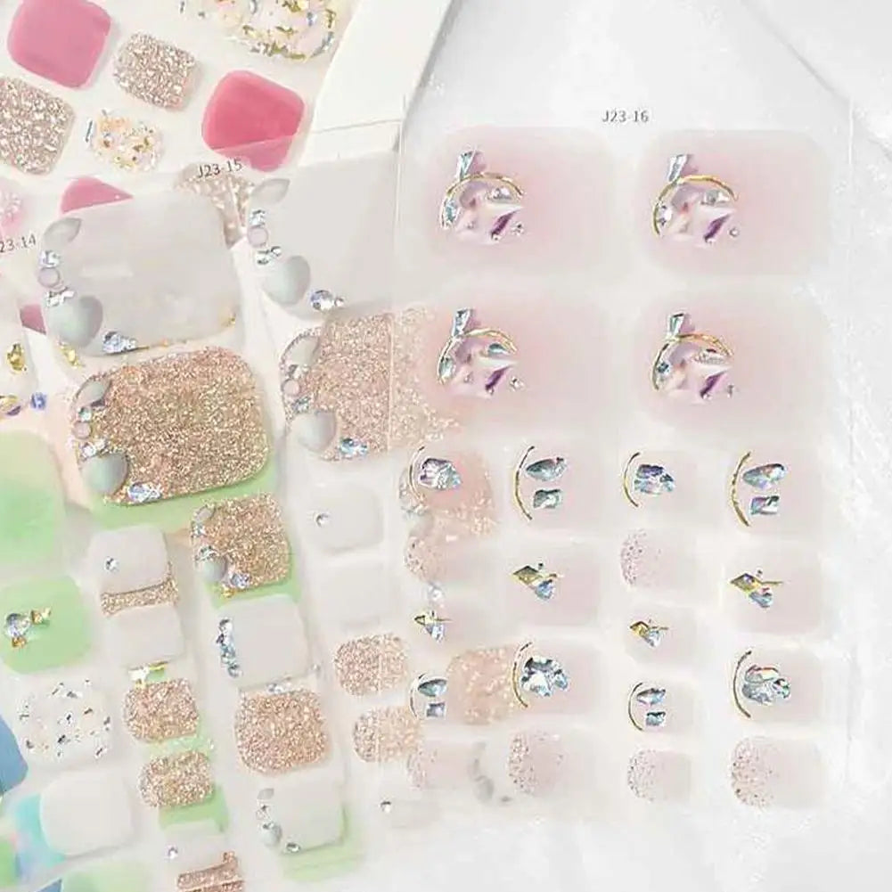 22-Piece Glitter Toe Nail Stickers – French Nail Wraps DIY