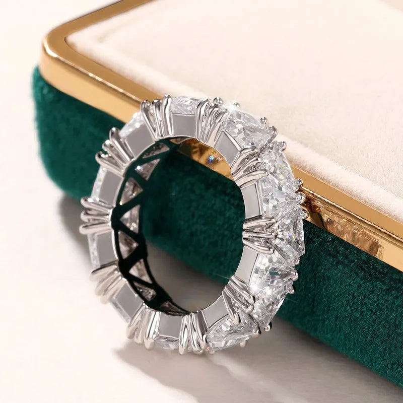 Huitan Triangular CZ Crystal Ring for Women | Wedding Jewelry