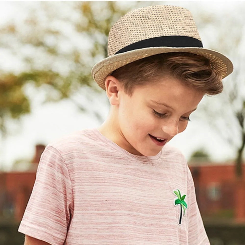 Kids Wide Brim Straw Sun Hat | Panama Beach Hat for Boys & Girls