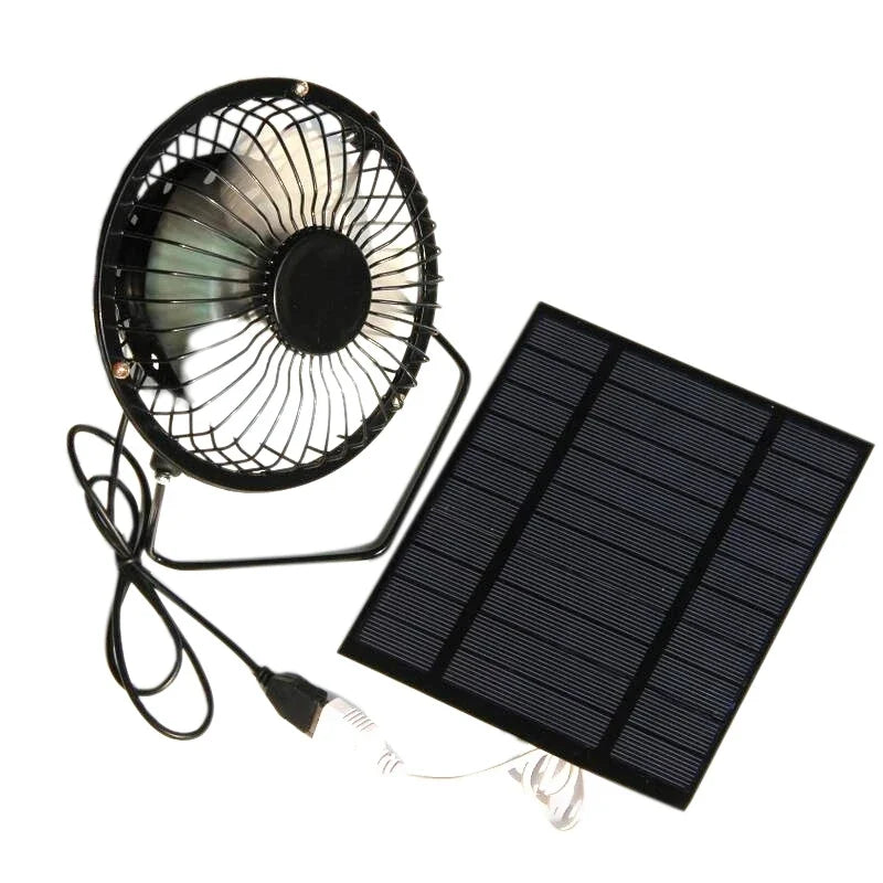 5W Solar Powered 4-Inch USB Fan – Camping, Yacht & Pet Houses