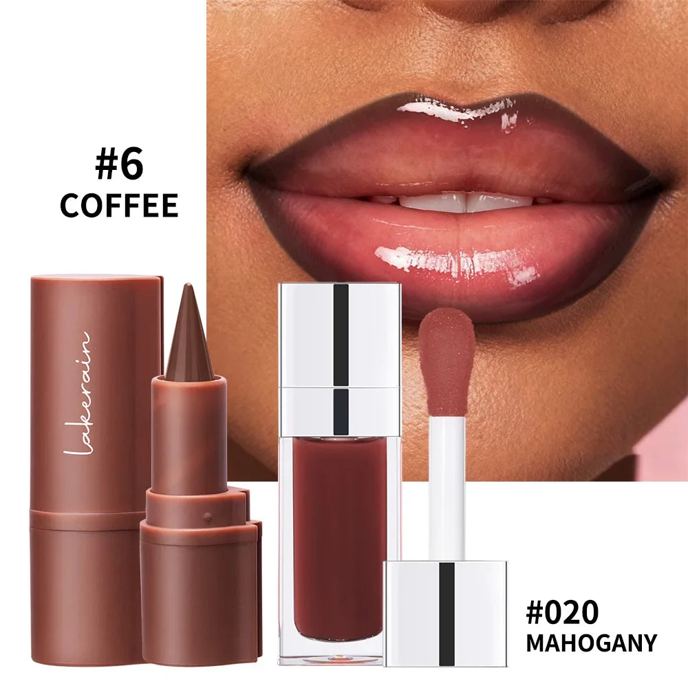 Lakerain Lip Liner & Gloss Combo Set – Long-Lasting Moisturizing