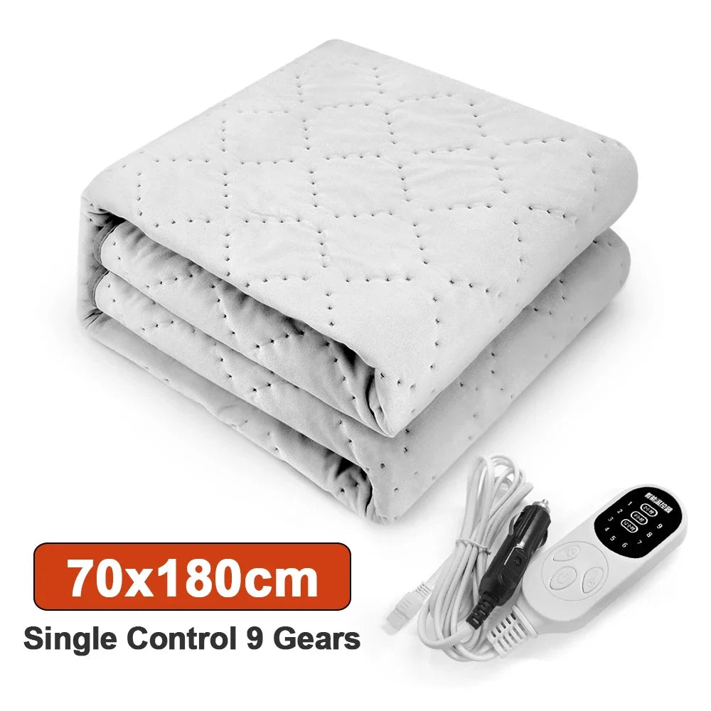12V Electric Heated Car Blanket | 9 Heat Levels | Travel Camping