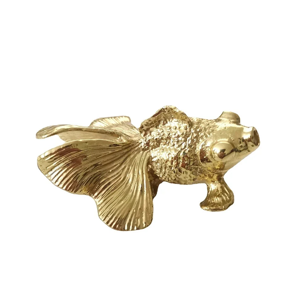 Gold Goldfish Solid Brass Cabinet Drawer Knob | Decorative Pull