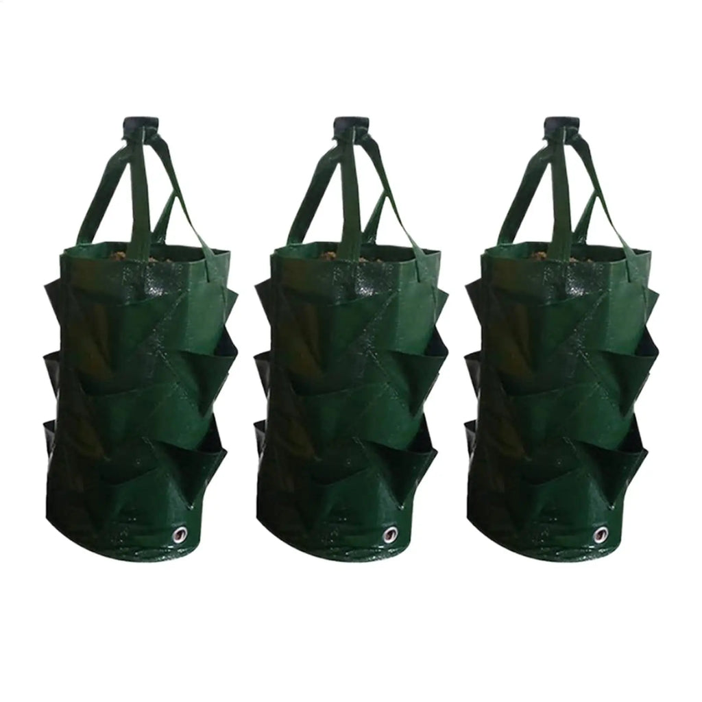3-Pack Hanging Vertical Grow Bags – Strawberry & Tomato Planter