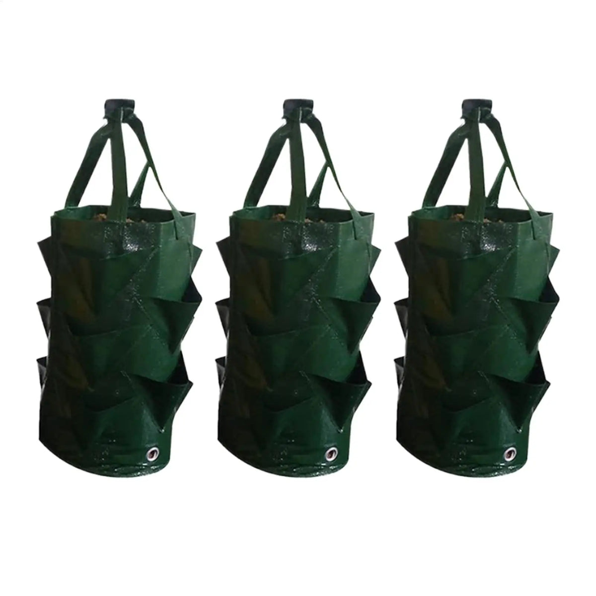 3-Pack Hanging Vertical Grow Bags – Strawberry & Tomato Planter