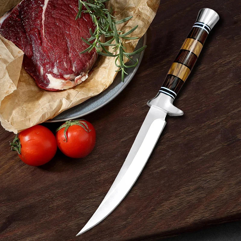 InLeung Stainless Steel Boning Knife – Sharp Wood Handle Chef Knife