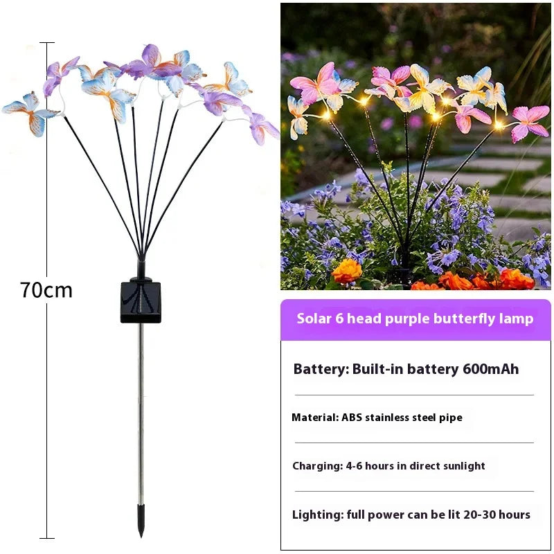 Solar-powered Butterfly Ground Insert Light Artificial Flower Outdoor