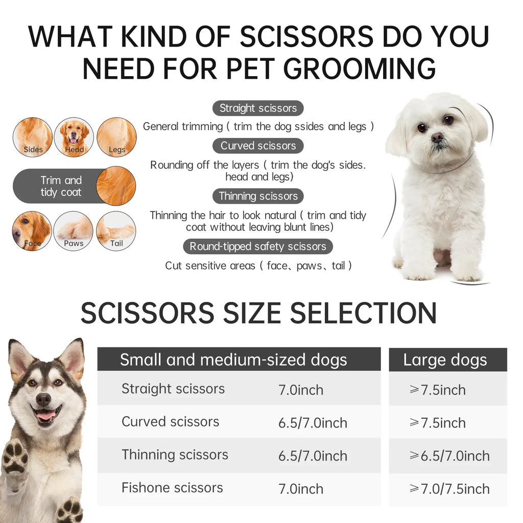 8" Professional Dog Grooming Curved Thinning Scissors