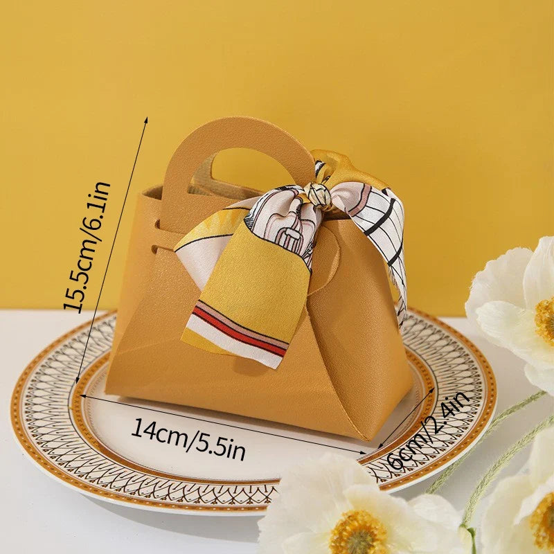 Leather Bags Bow Ribbon Packaging Bag Wedding Favour Distributions