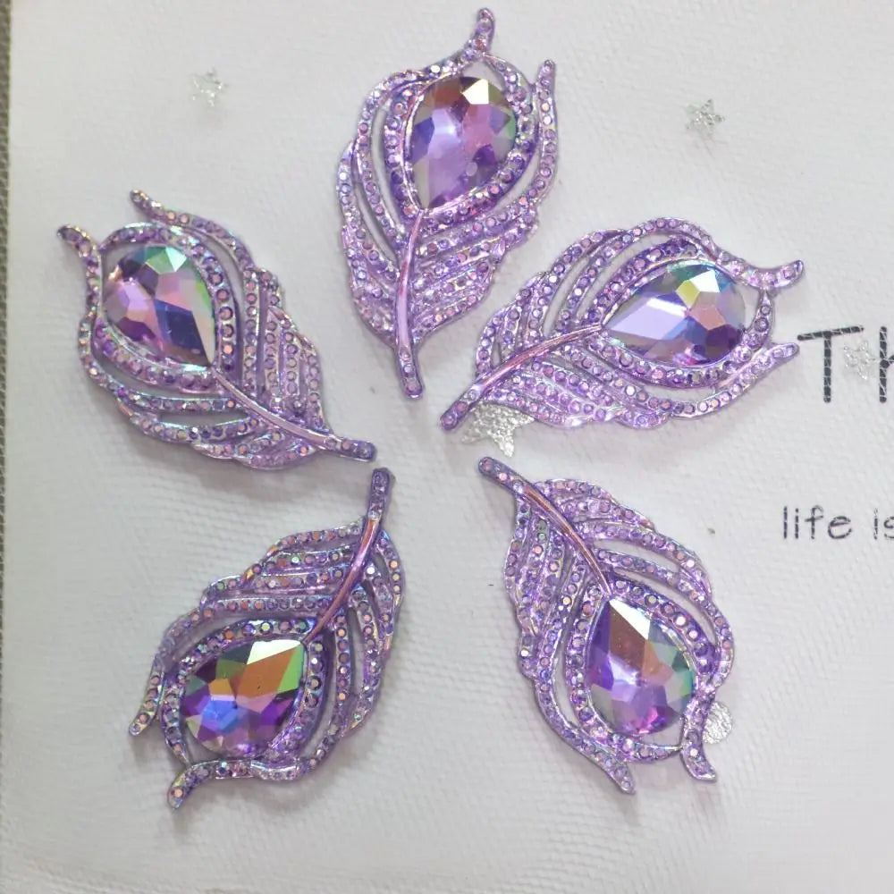 20PCS Resin Peacock Feather Leaf Rhinestones | DIY Craft Gems