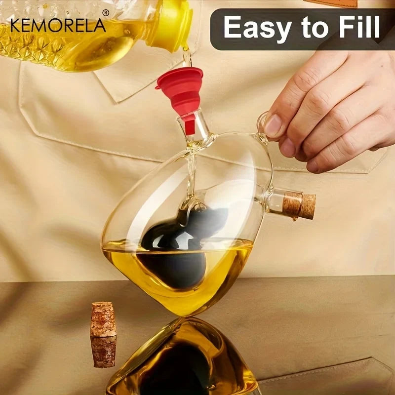KEMORELA 2-in-1 Glass Oil & Vinegar Dispenser Bottle 350ml