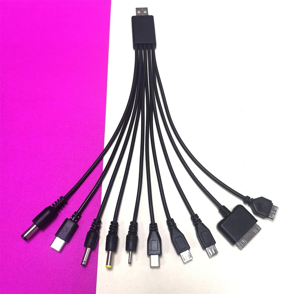 10-in-1 Universal USB Charging Cable with Multi Adapter Plugs