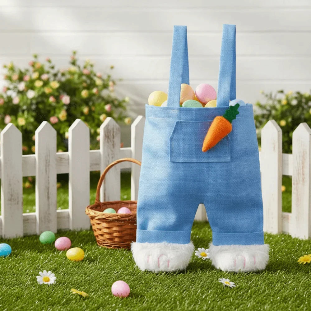Bunny Overalls Easter Candy Gift Bag – Reusable Polyester