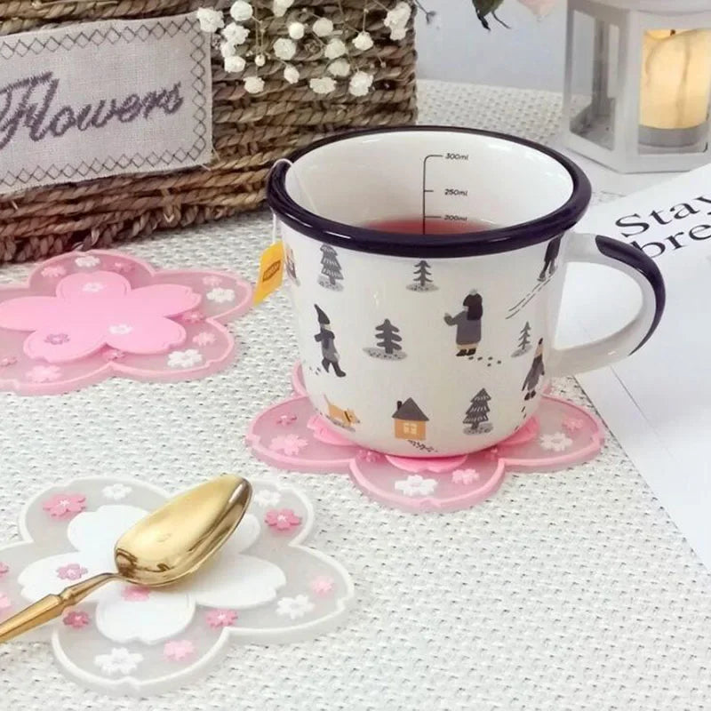 Kawaii Sakura Cup Coaster | Non-Slip Japanese PVC Table Mat