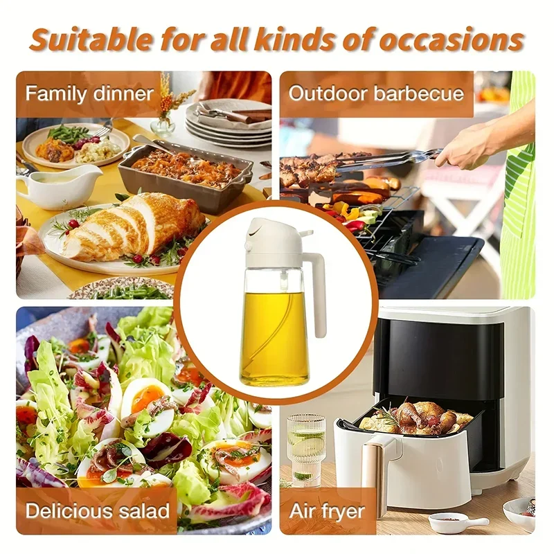 2-in-1 Oil Spray & Pour Bottle | 500ml Food-Grade Sprayer