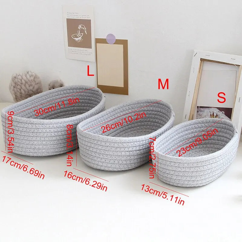 Storage Basket Toys Cosmetics Office Stationery Box Hand Woven Cotton