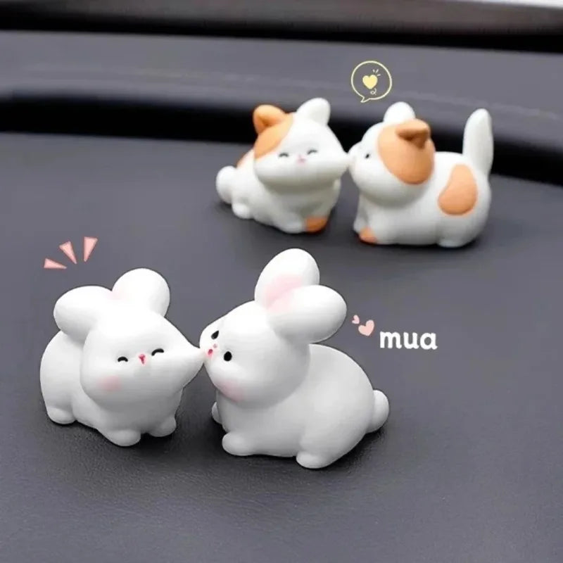 Kiss Face Rabbit Kitten Doll Car Decor Funny Resin Ducks Frogs