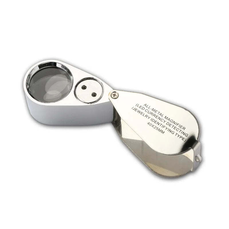 40X Foldable Magnifying Glass with LED & UV Money Detector