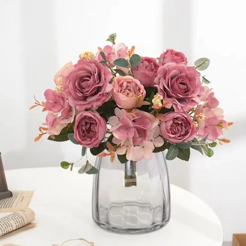 Retro Hydrangea Core Fake Peony Bouquet Simulation Wholesale Wedding