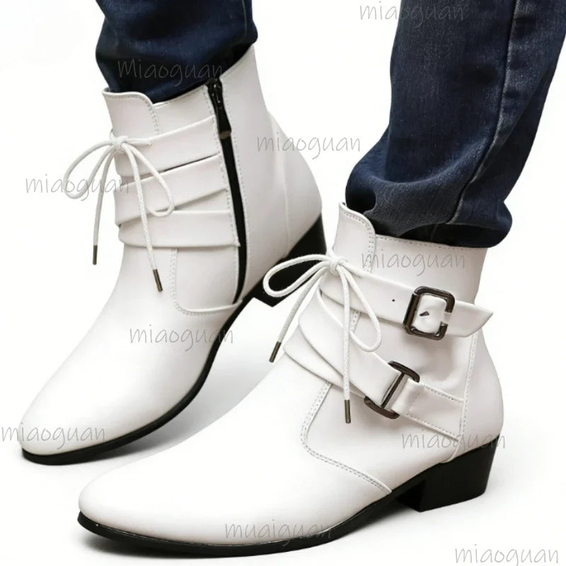 Men's British Ankle Boots – Buckle Strap Pointed Toe Booties