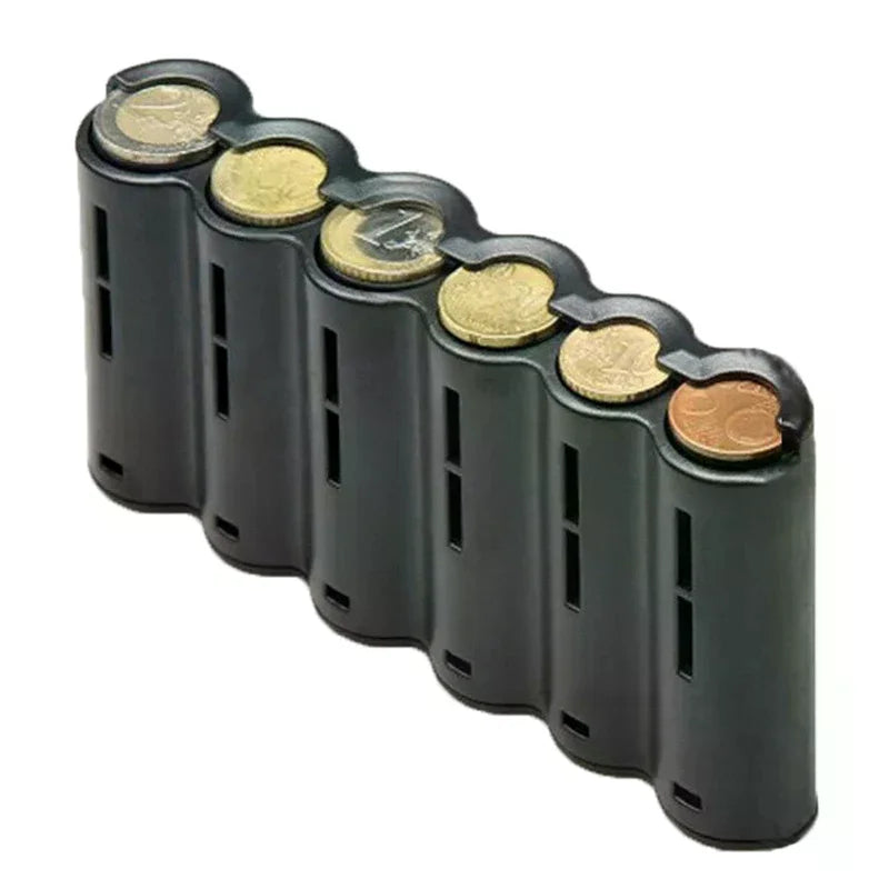 Portable 6 Slot Euro Coin Storage Dispenser Spring Home Waiter Driver