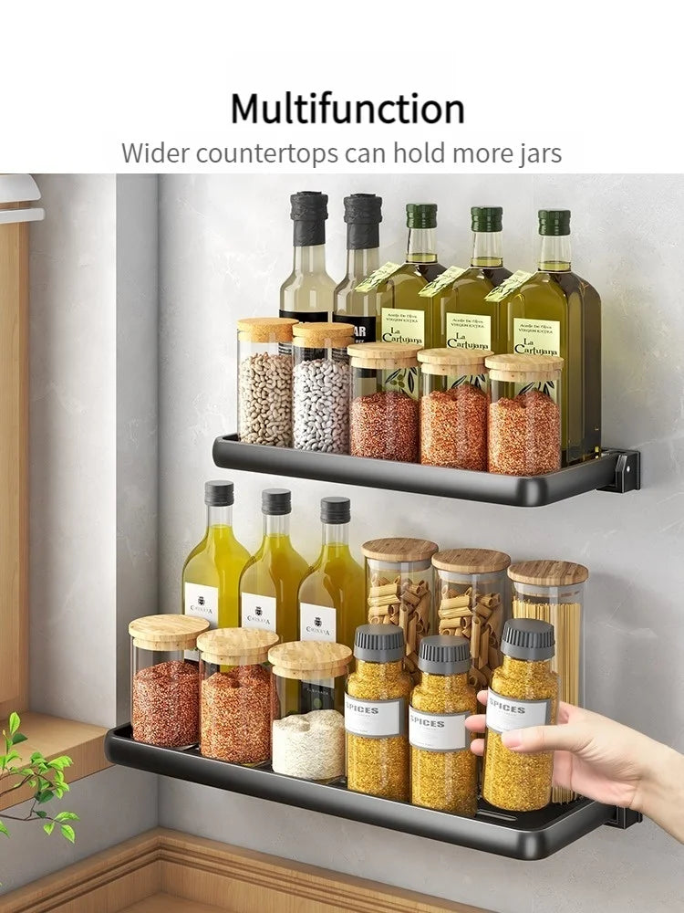 Foldable Wall-Mounted Kitchen Spice & Utensil Rack Organizer