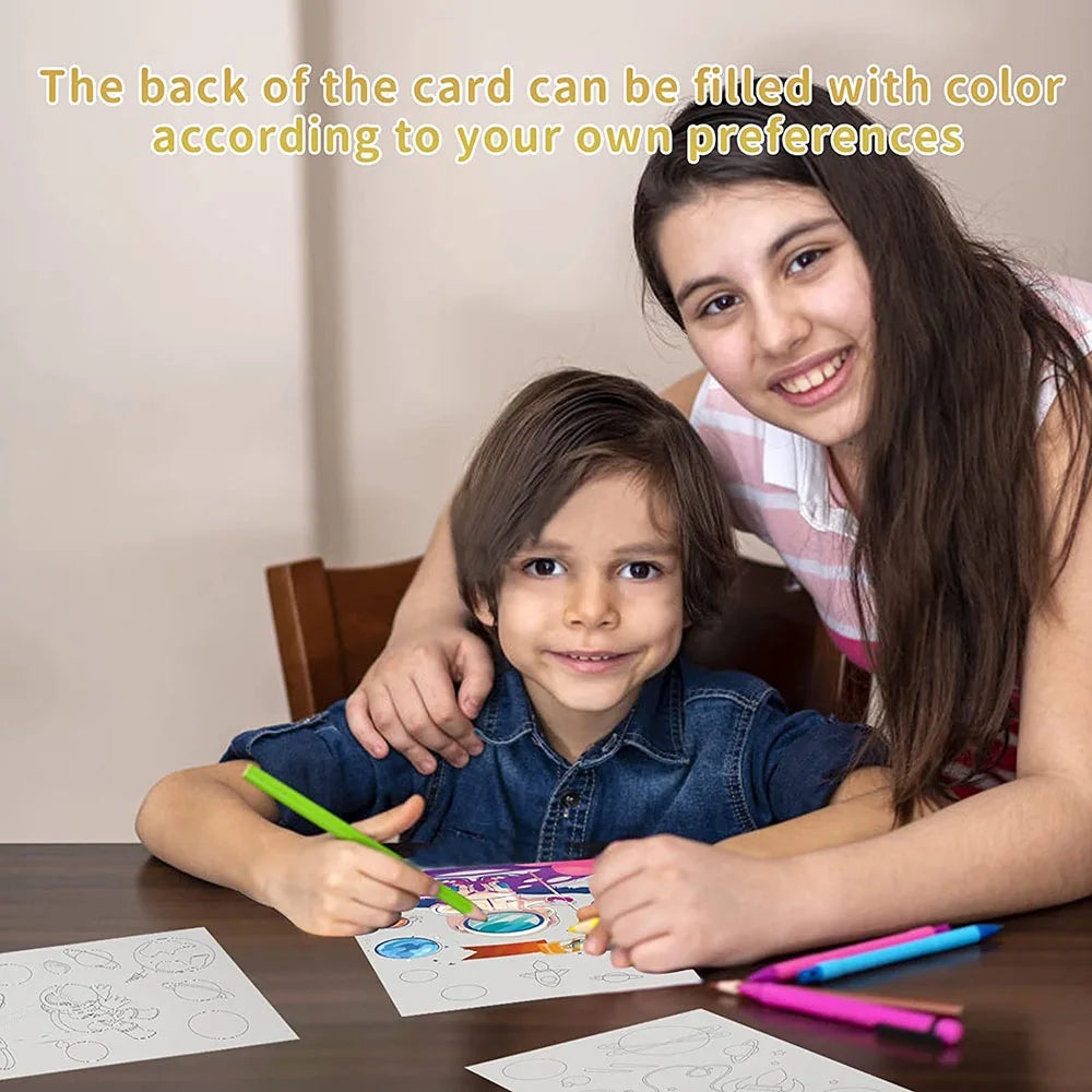 Children Scratch Painting Magic Rainbow Colors Art Card Books Early