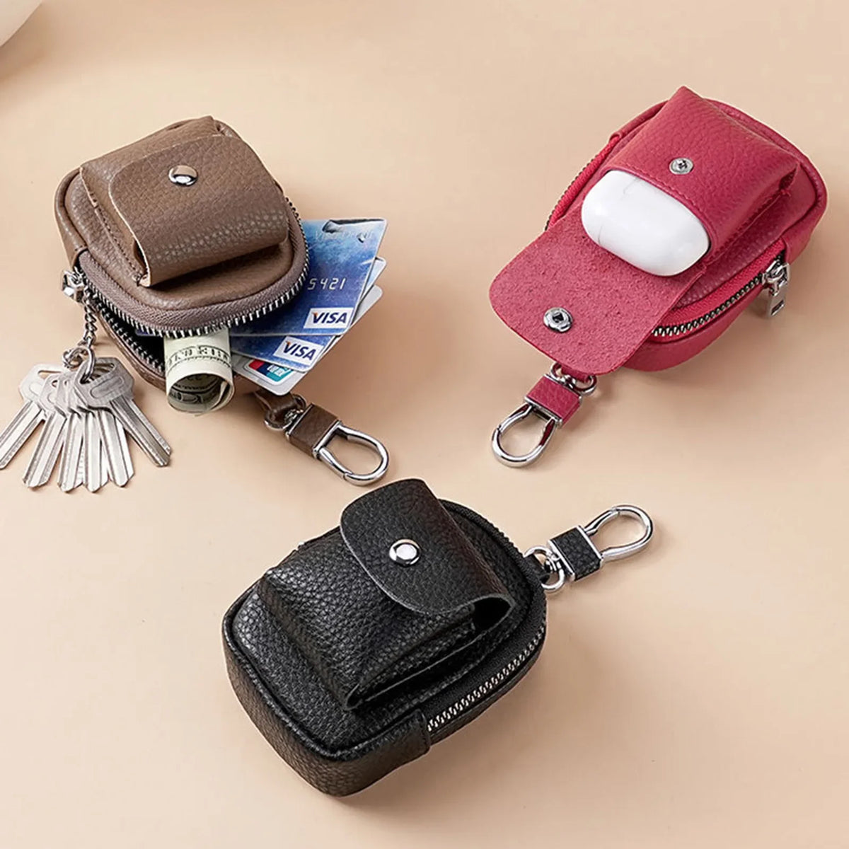 Soft Leather Mini Waist Pouch – Compact Belt Bag Organizer
