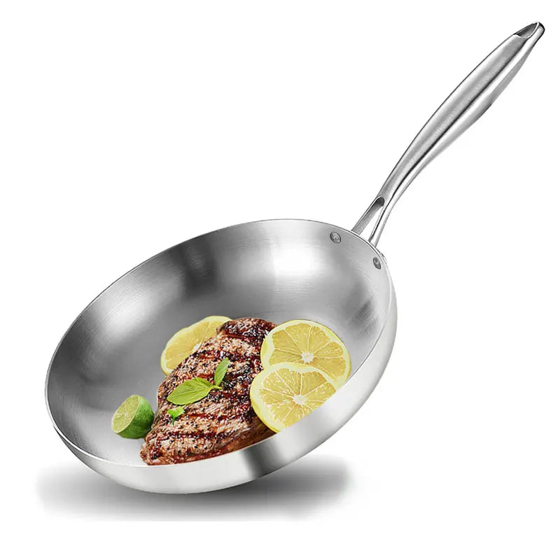 304 Stainless Steel Tri-Ply Nonstick Frying Pan & Wok 24–30cm