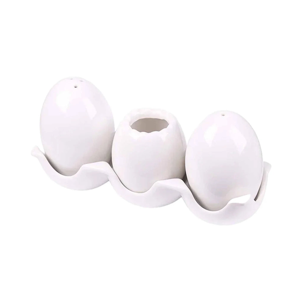 Egg-Shaped Ceramic Spice Bottle Set with Tray & Toothpick Box