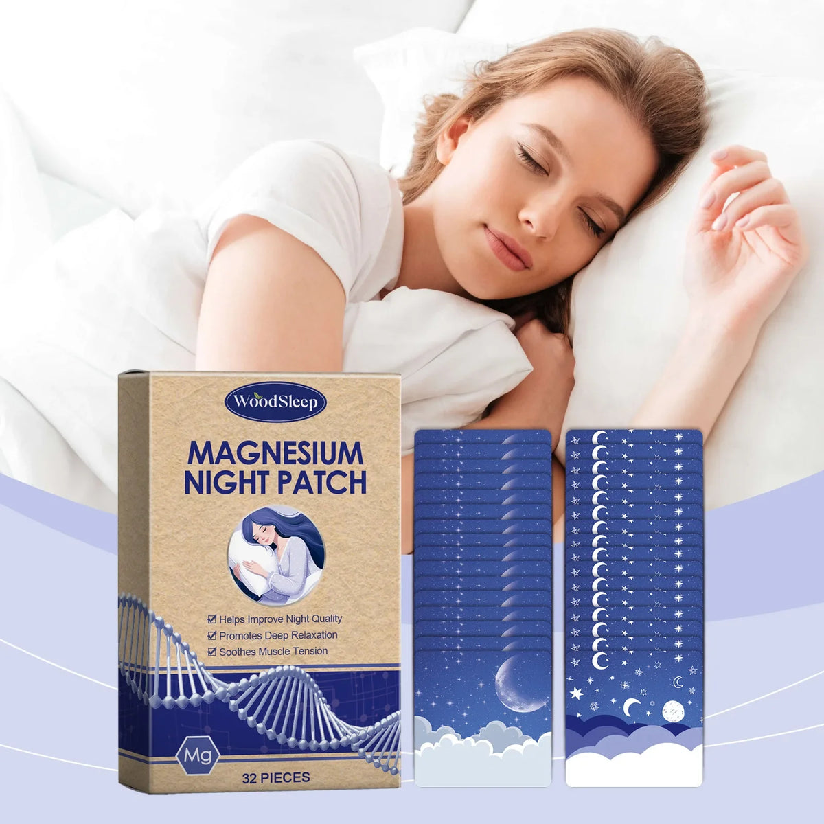 WOODSLEEP Magnesium Night Patch – Lavender Sleep & Stress Aid