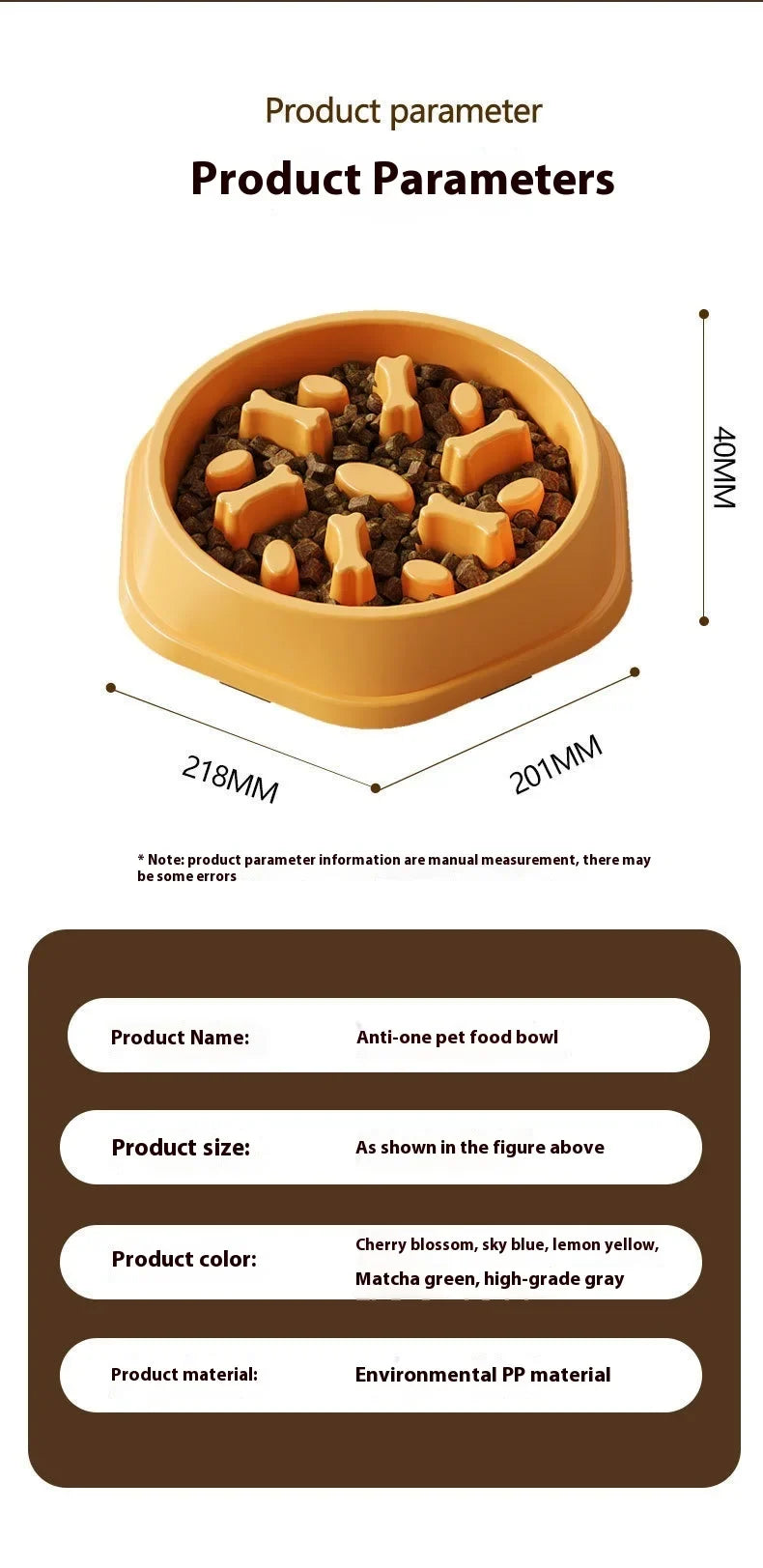 Anti-slip Anti-choking Slow Feeder Bowl Large Dogs Anti-tip Pet Food