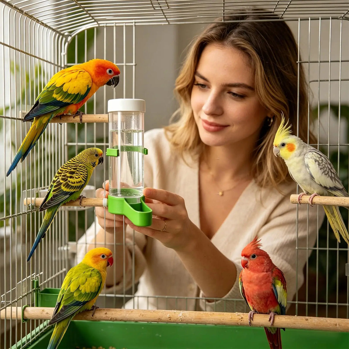 Parakeet Water Dispenser Automatic Leak-proof Clear Waterer Indoor