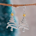 Huitan Christmas Tree Drop Earrings – Star Dangle for Women