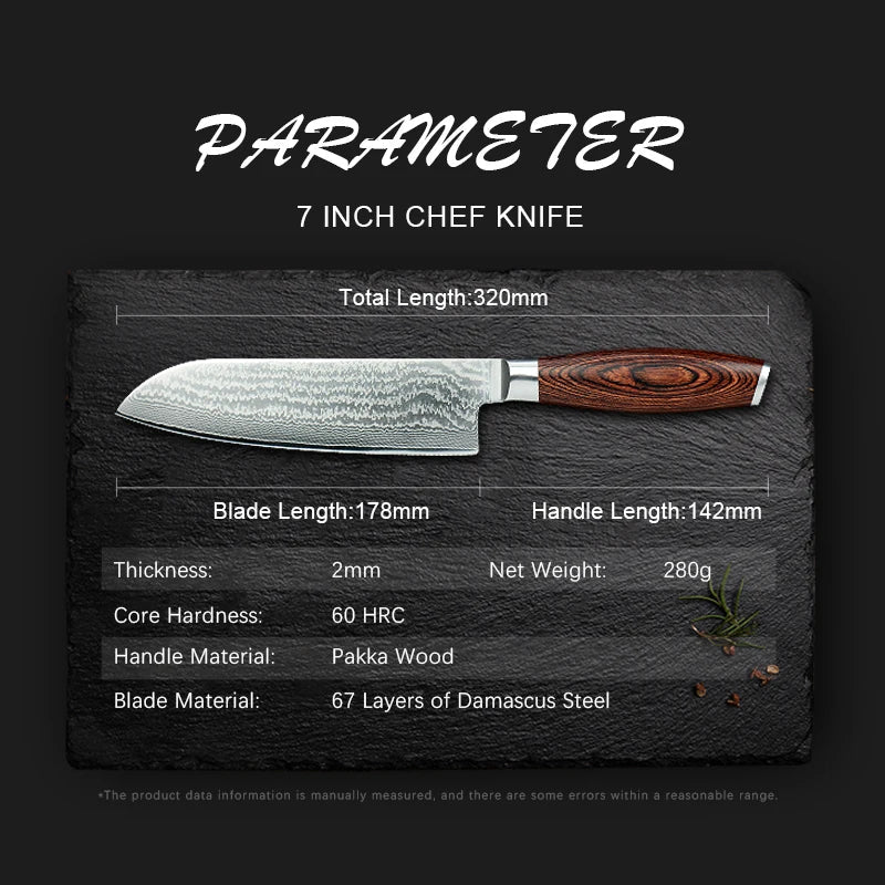 67-Layer Damascus Steel Kitchen Knife Set – Pakkawood Handle