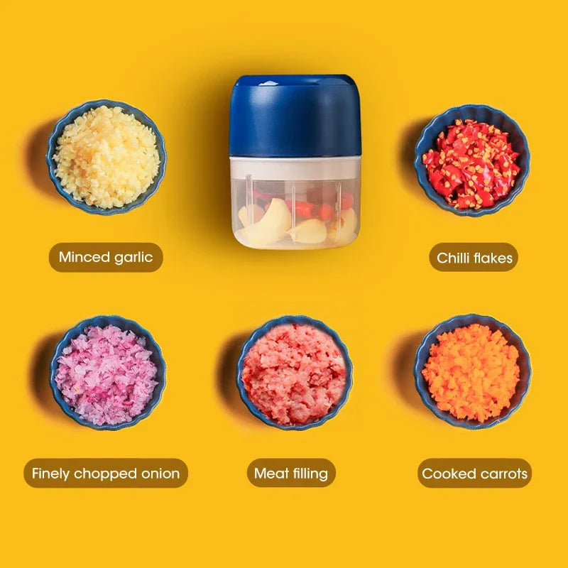 USB Mini Electric Food Grinder 250ml – Garlic & Veggie Chopper