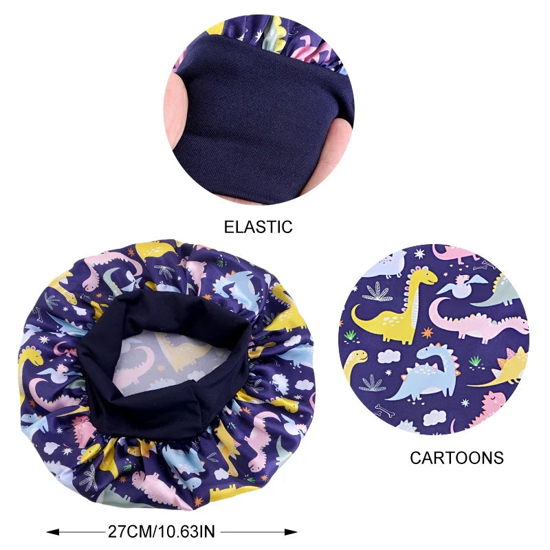 Kids Dinosaur Satin Bonnet | Silky Sleep Cap for Toddlers